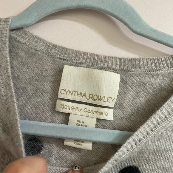 Cynthia Rowley 100% Cashmere Dot Sweater Medium - Picture 4 of 5